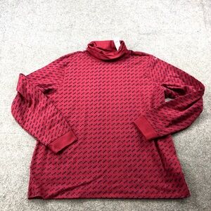 LL Bean Shirt Women 1X Red Heart Turtle Neck Long Sleeve Casual
